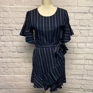 Express Short Sleeve Striped Wrap Dress Sz M